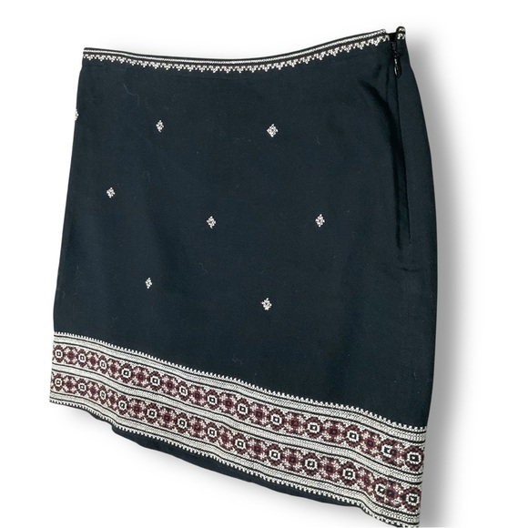 Madewell Gabine Embroidered Mini Skirt Sz 0 Cotton Black Aztec Lined - Picture 3 of 8